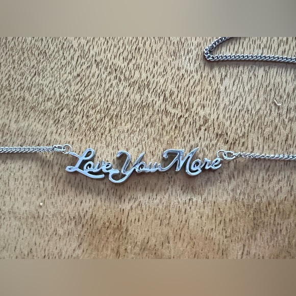 NWT  Stainless Steel “ Love You More “ necklace, 22.5 in total length,adjustable - Picture 3 of 6
